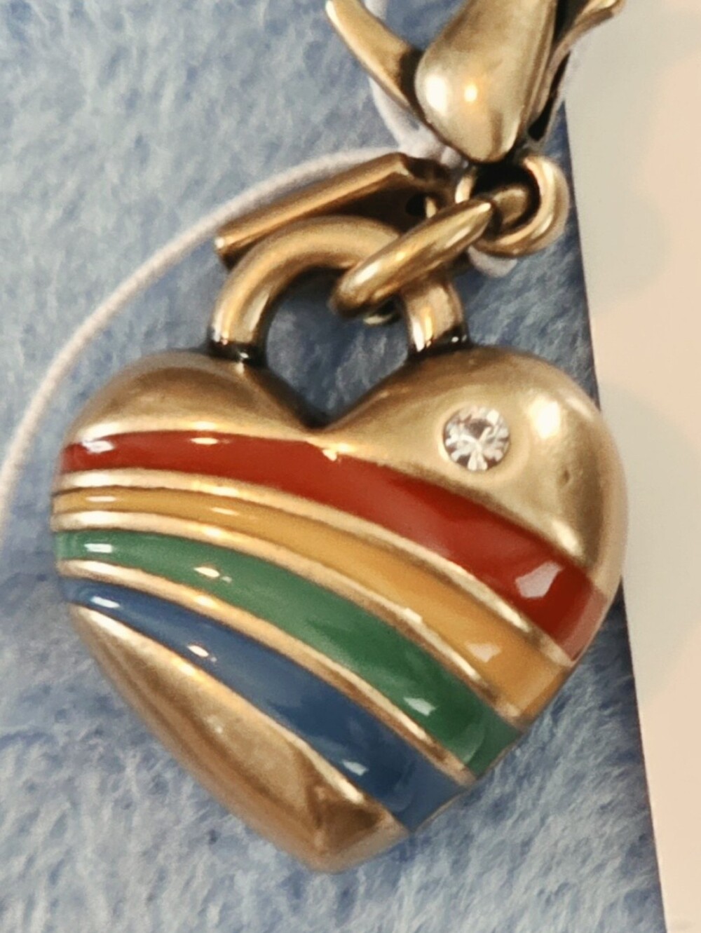 COACH Brass/Gold Rainbow Heart Multicolor Charm